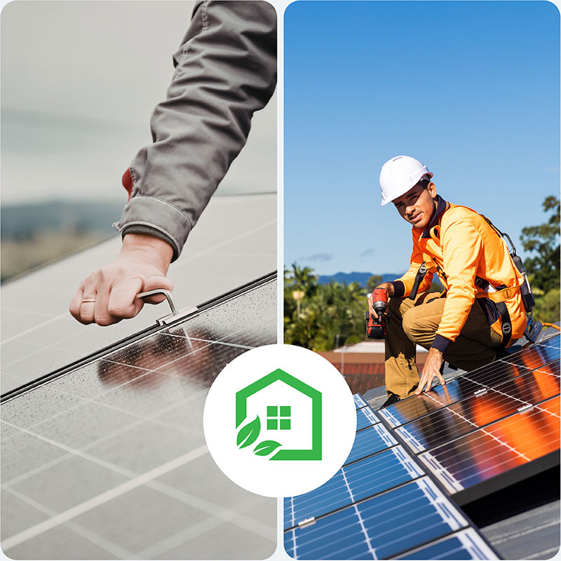 Nabu Energy professional solar panel installation team fitting solar panels in the Bay Area