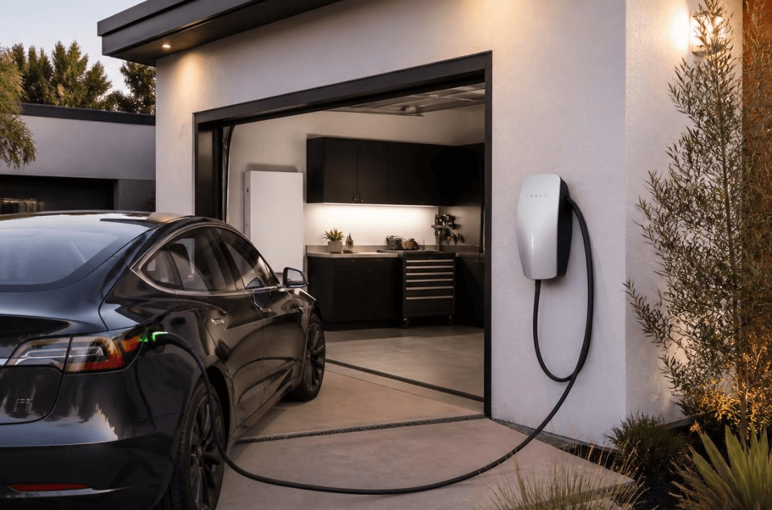 Level 2 home EV charger installed at a residential home in Santa Clara, California
